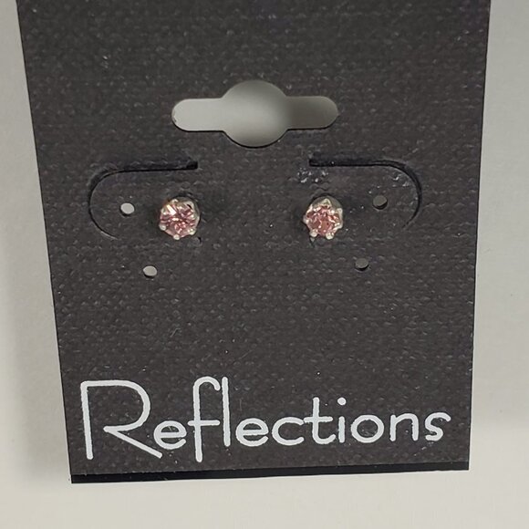 Swarovski Crystal Element - Stlg Silver Overlay Pink Stone "Tiny" Stud Earrings - Picture 4 of 13